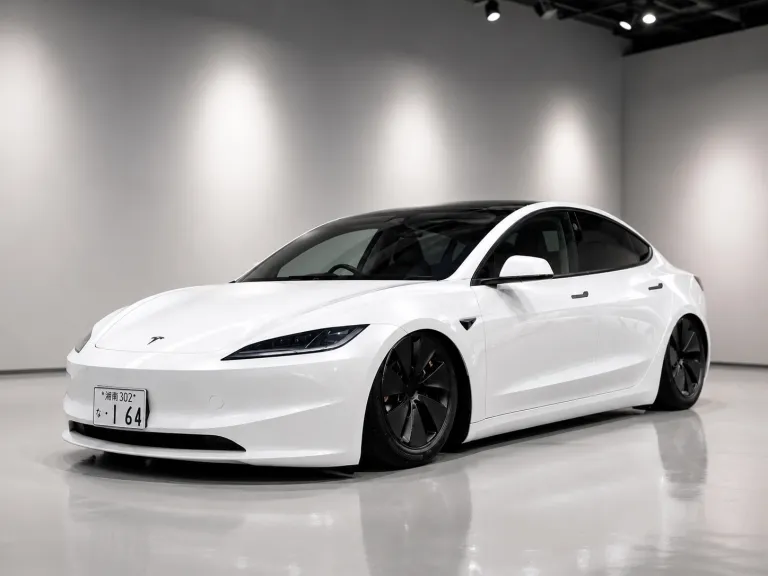 白いテスラ Model 3。車両イメージ。